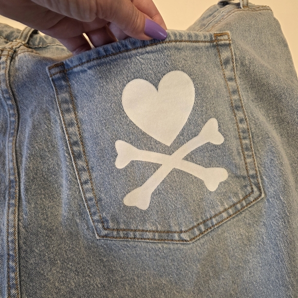 Hot Topic Tokidoki Plus Size Blue Jean Shorts Distressed Raw Hem New Custom Cut - Picture 3 of 15